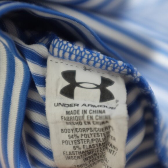 Under Armour Heatgear Regular coldblack blue Striped Polo Shirt Blue Men's M - Picture 5 of 8